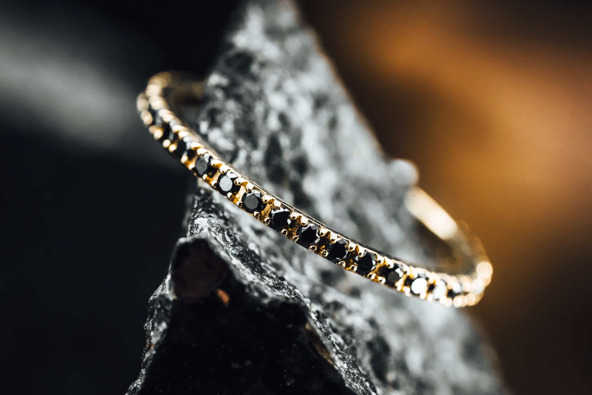 18k Yellow Gold Black Diamond Eternity Ring