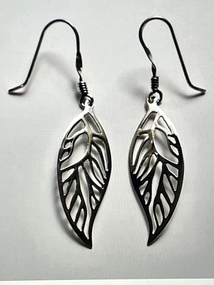 Sterling Silver Earrings Delicate Leaf