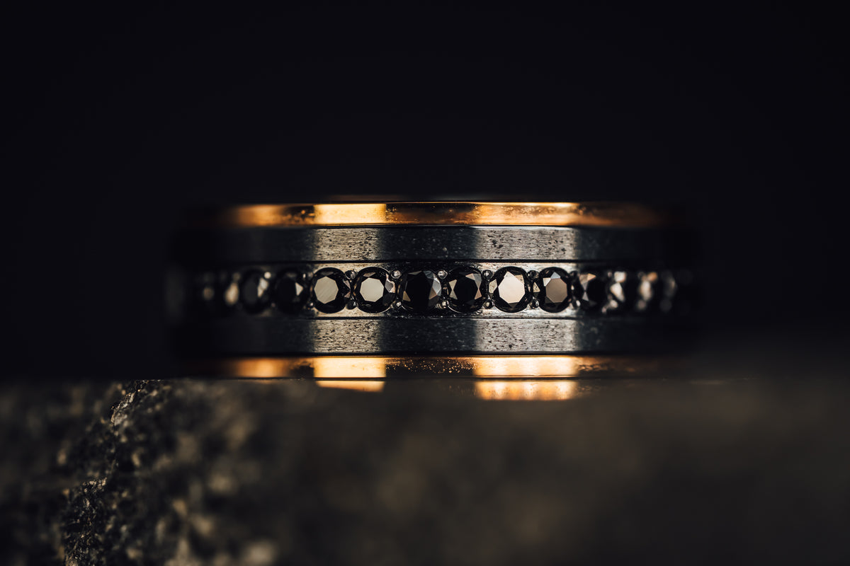 Zirconium and Black Diamond Ring