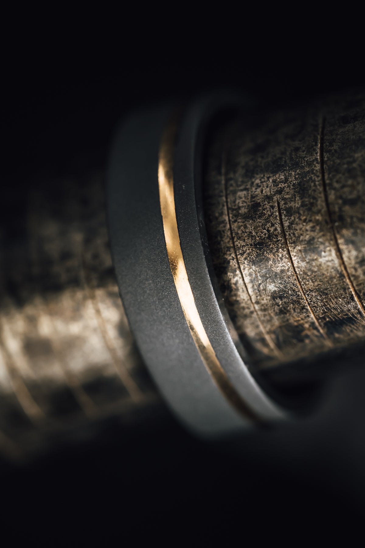 Tantalum Ring with Sandblasted Finish and 14k Yellow Gold Inlay