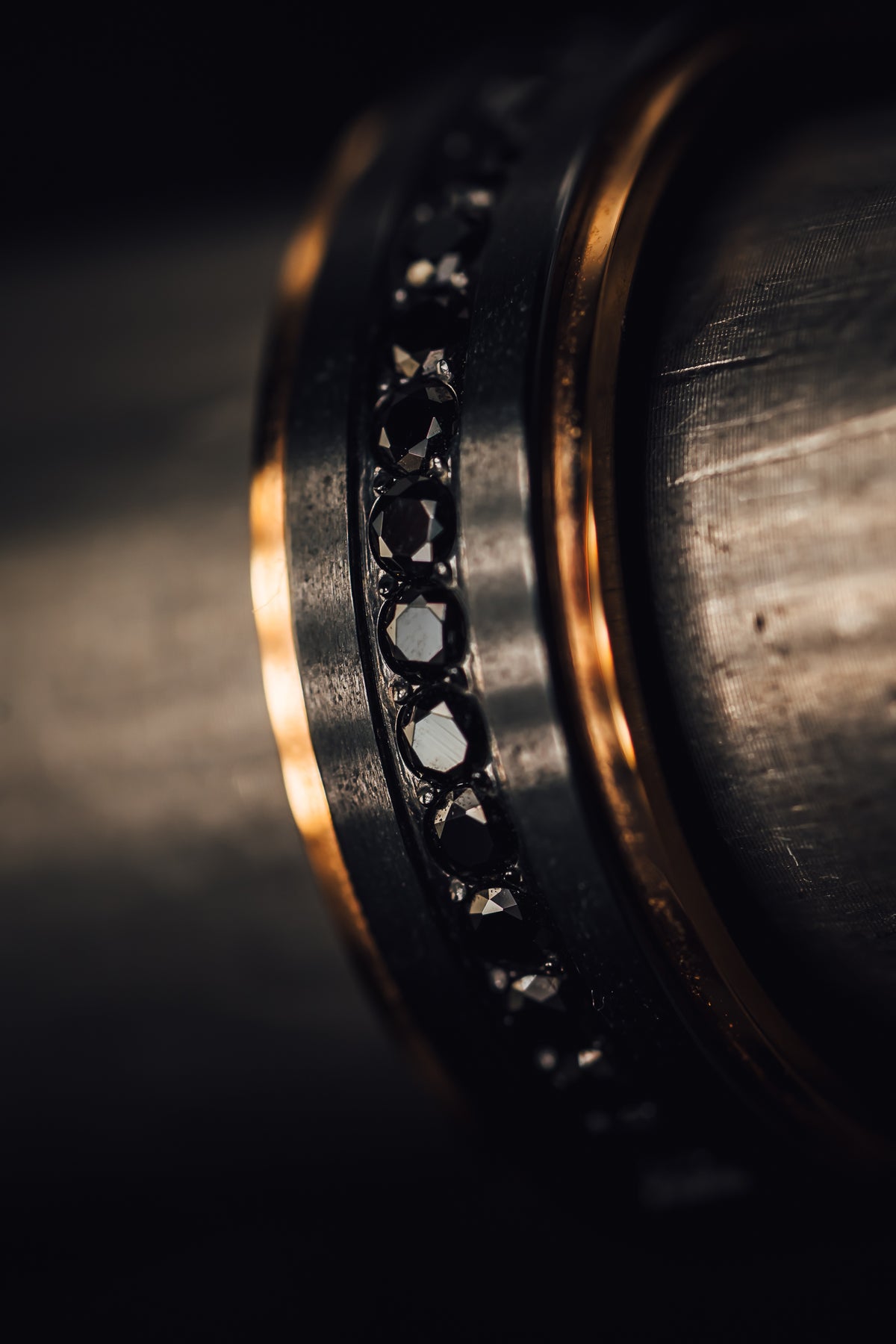 Zirconium and Black Diamond Ring