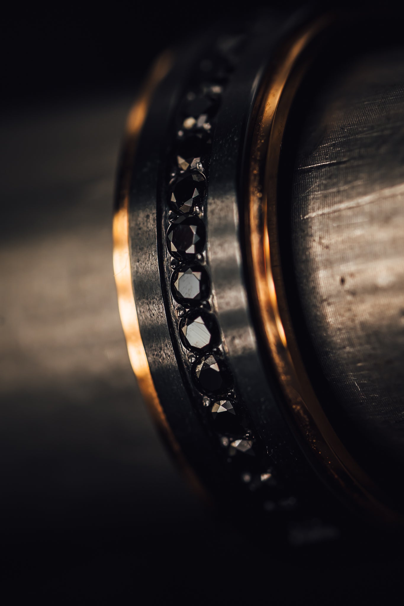 Zirconium and Black Diamond Ring