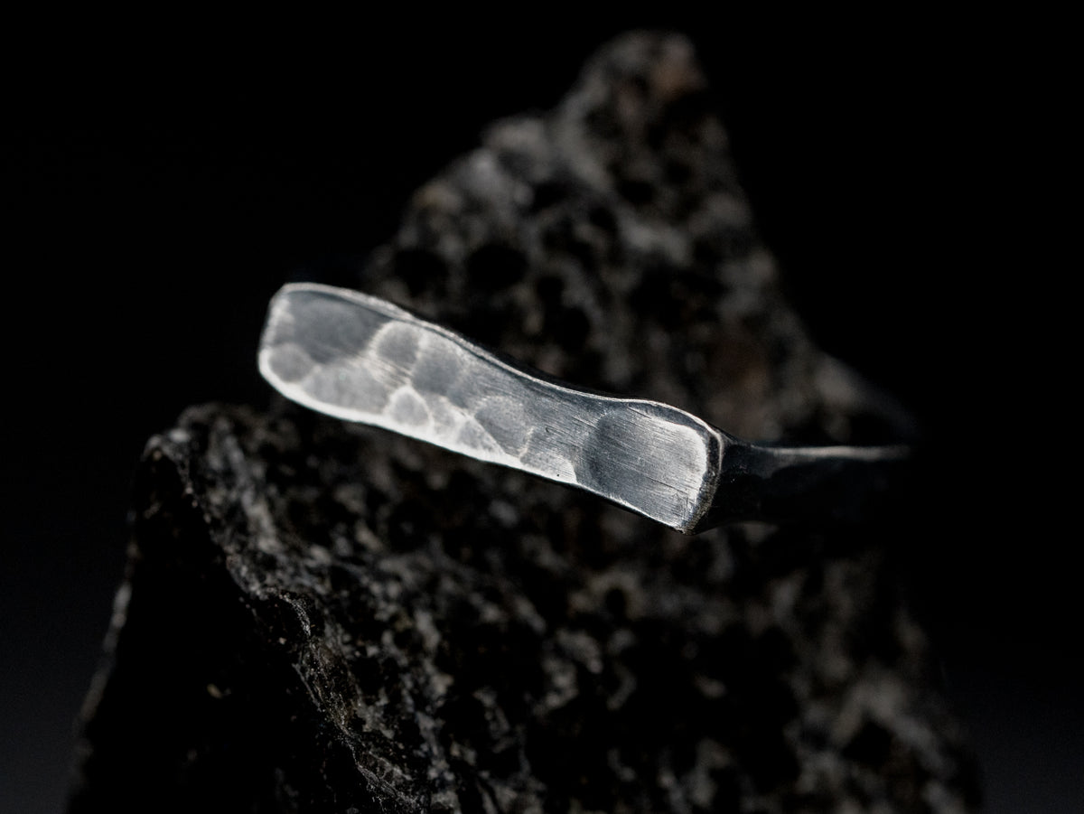 Oxidized Sterling Silver Hammered Ring