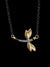 24k Yellow Gold, Oxidized Sterling Silver and Diamond Dragonfly Necklace