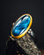 Oxidized Sterling Silver and 24k Yellow Gold London Blue Topaz and Diamond Ring