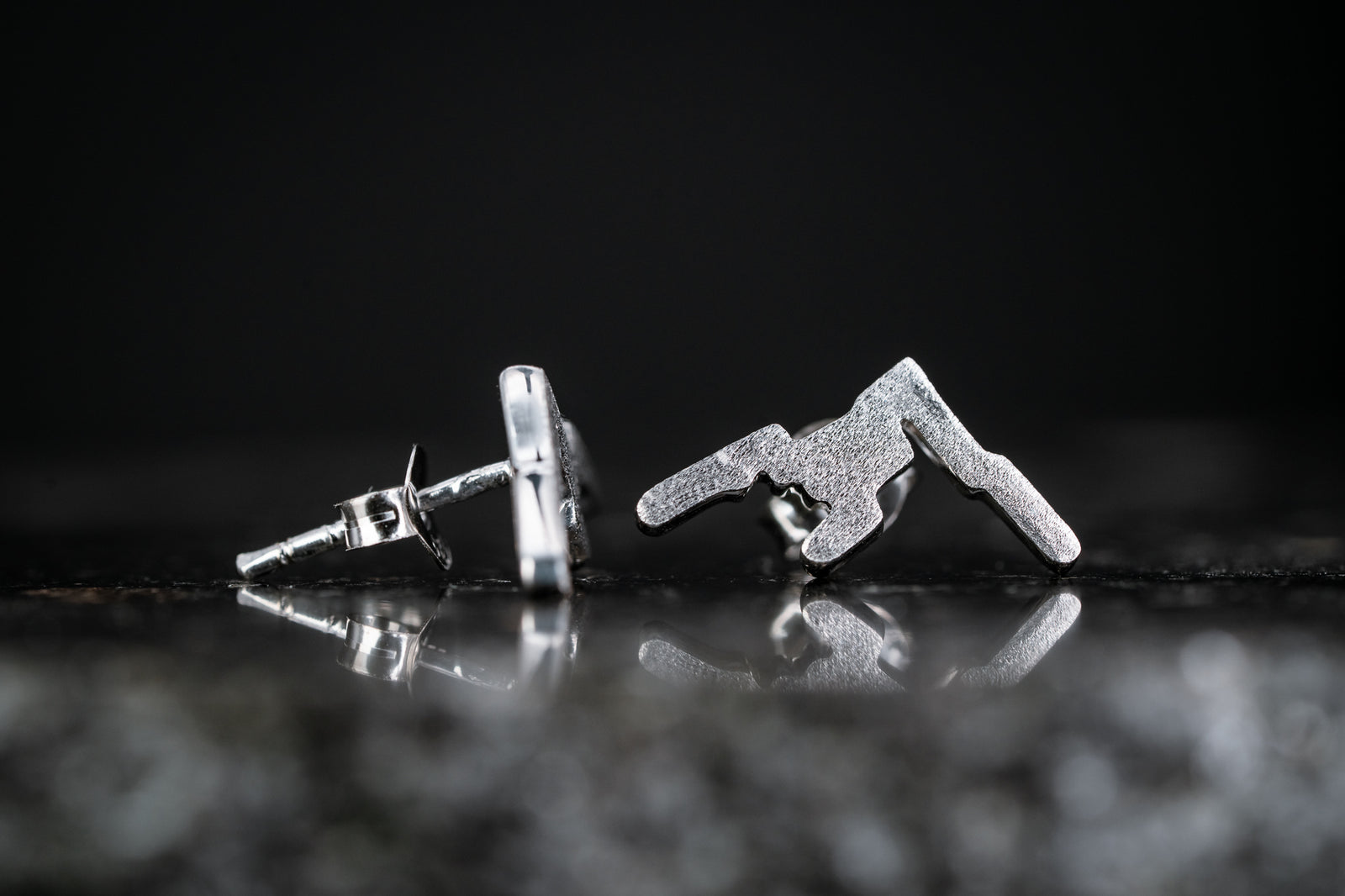 Sterling Silver Small Mountain Peaks Outline Earrings