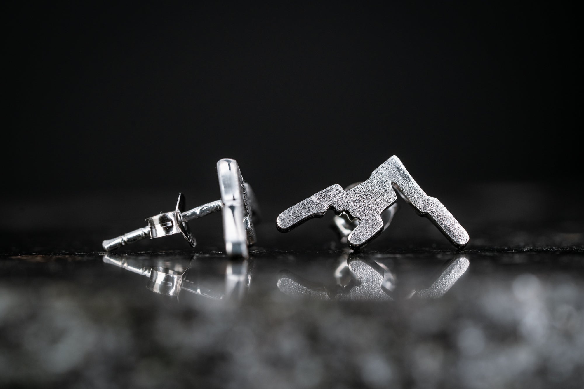 Sterling Silver Small Mountain Peaks Outline Earrings