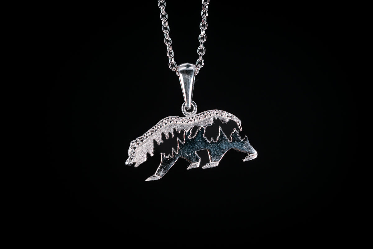 Sterling Silver and CZ Bear Pendant