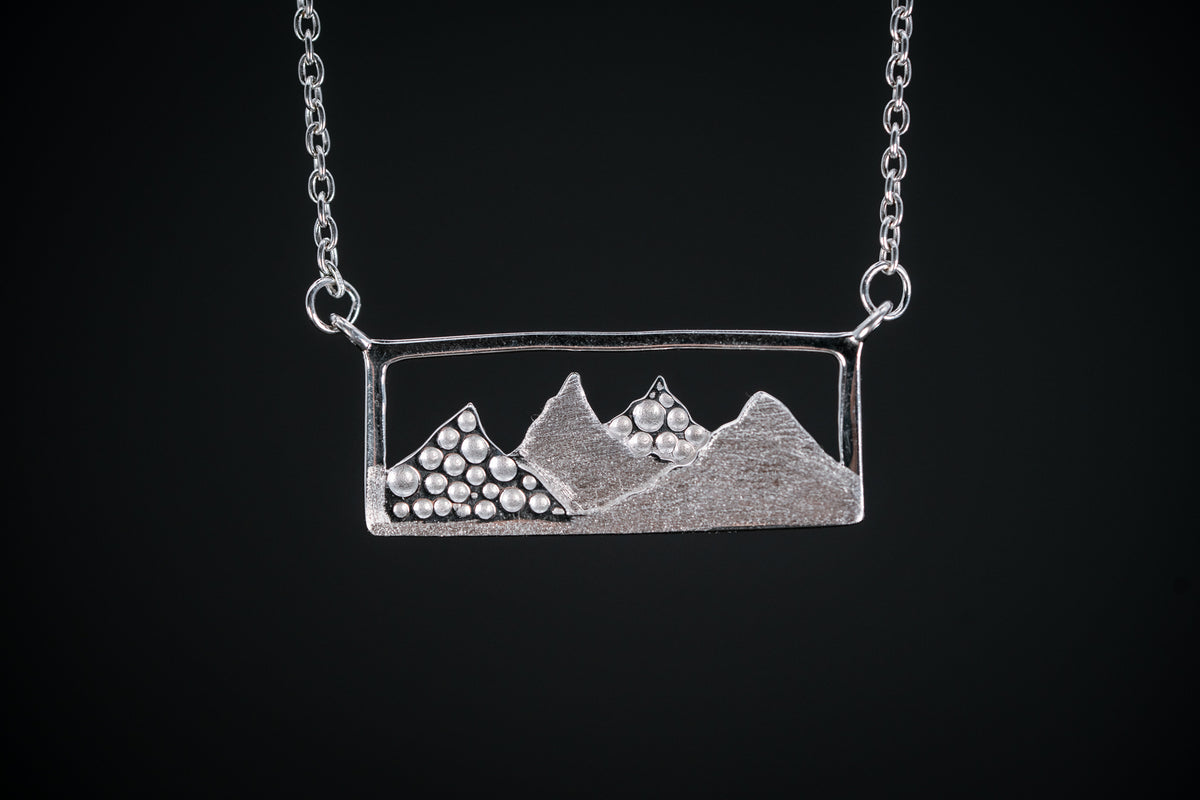 Sterling Silver Framed Mountain Necklace