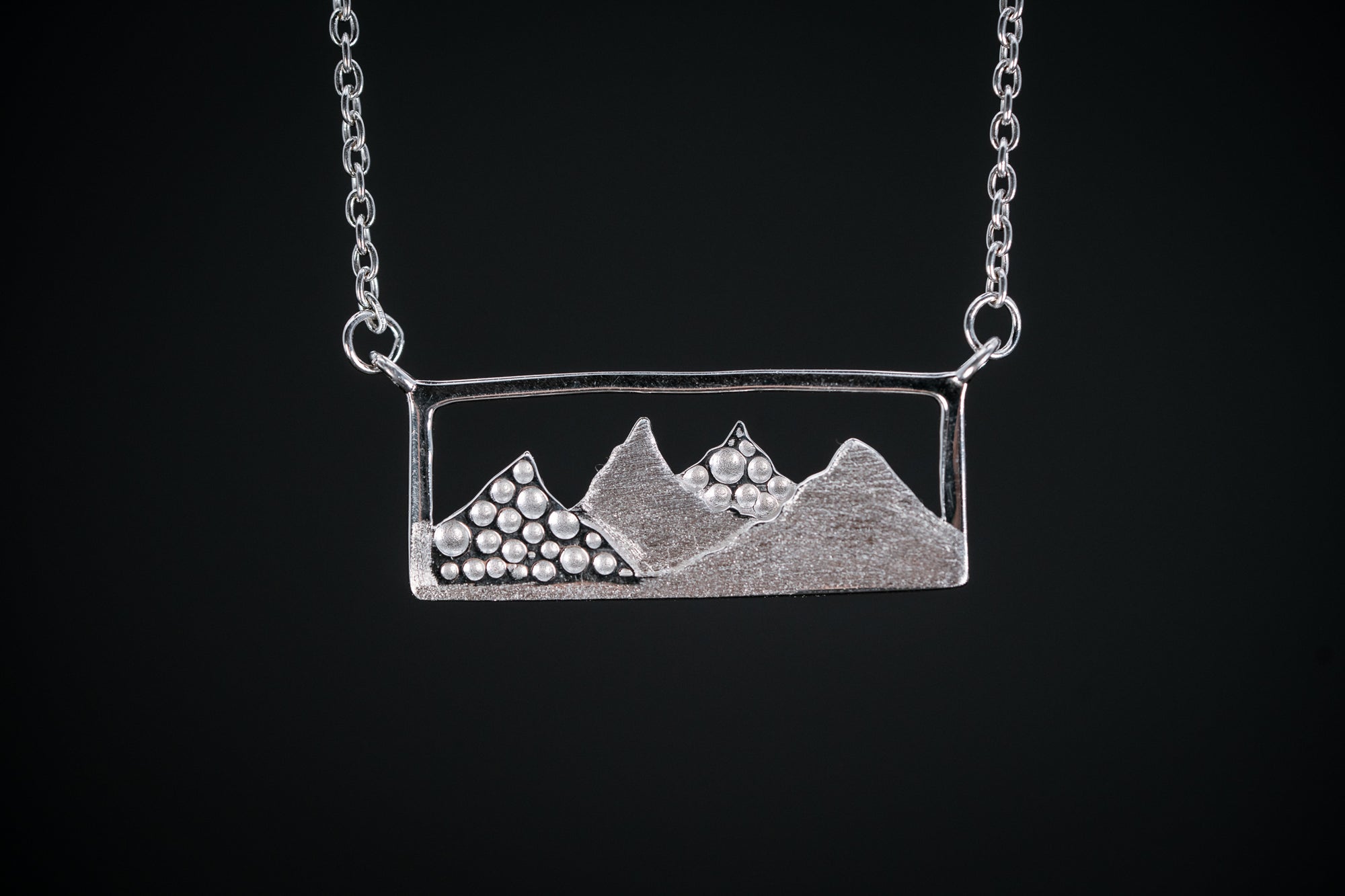 Sterling Silver Framed Mountain Necklace