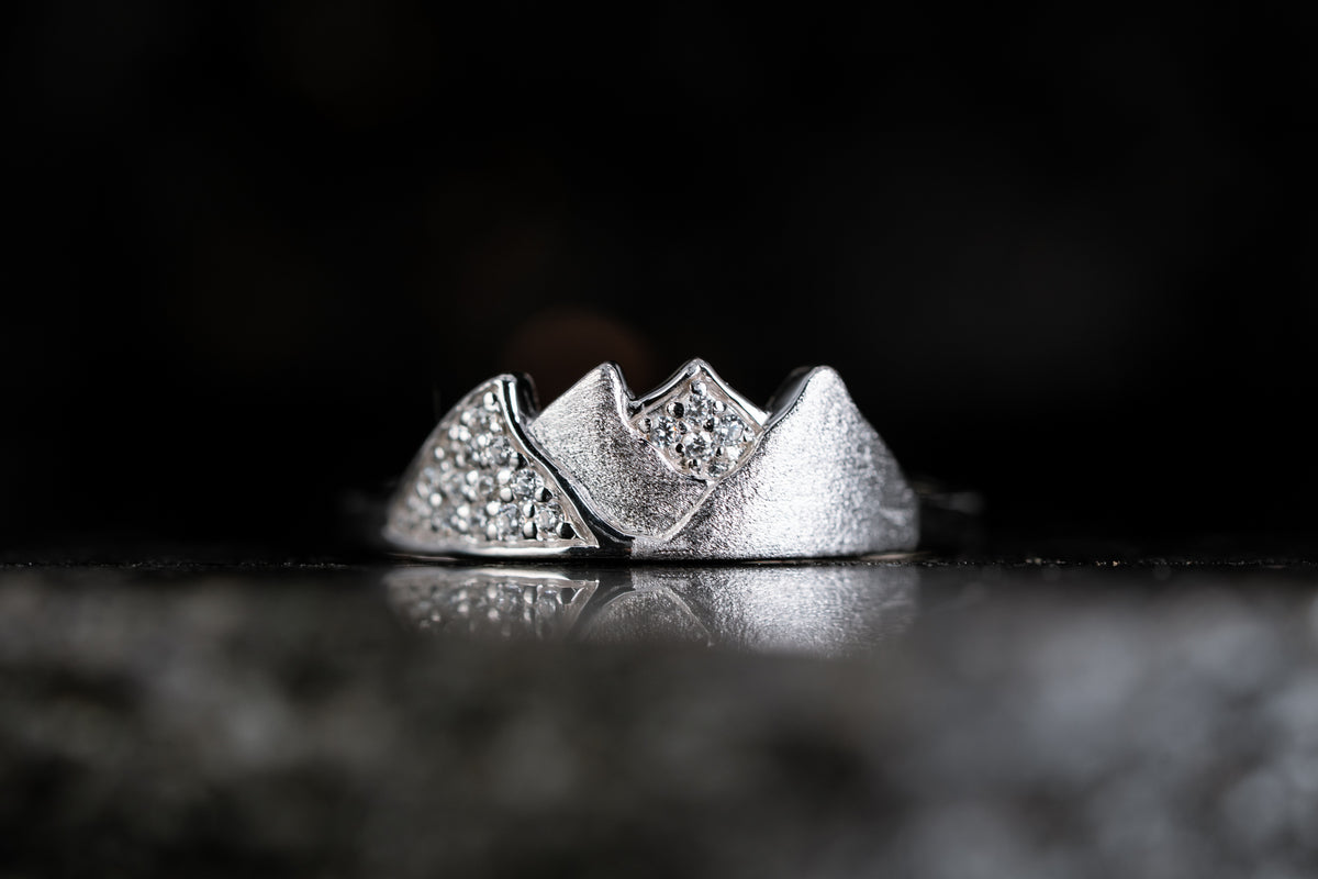 Sterling Silver Mountain Ring with CZ&#39;s