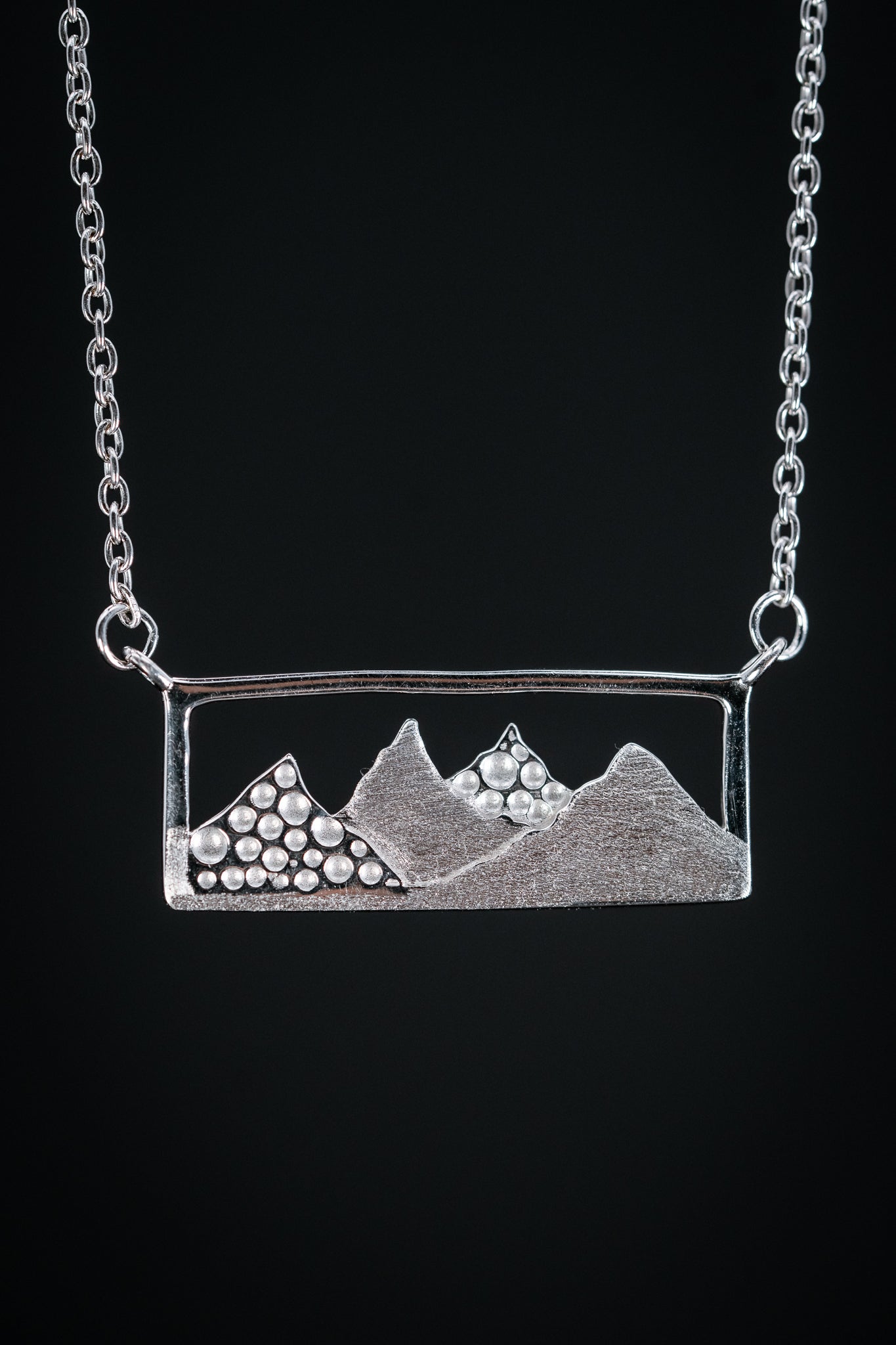 Sterling Silver Framed Mountain Necklace