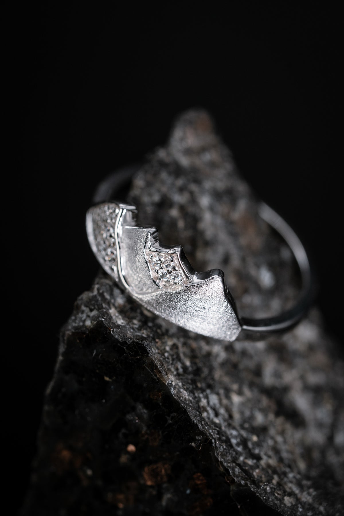 Sterling Silver Mountain Ring with CZ&#39;s