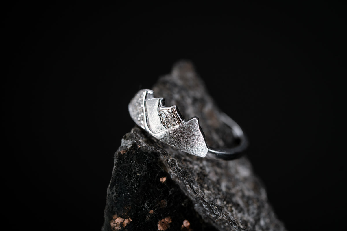 Sterling Silver Mountain Ring with CZ&#39;s