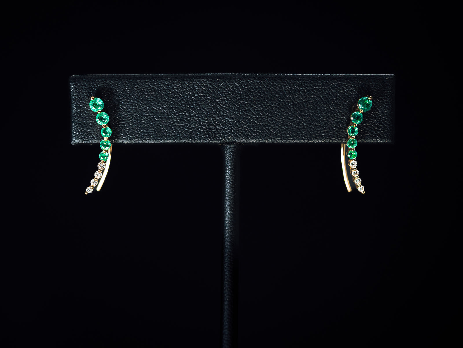 14k Yellow Gold Emerald and Diamond Drop Earrings