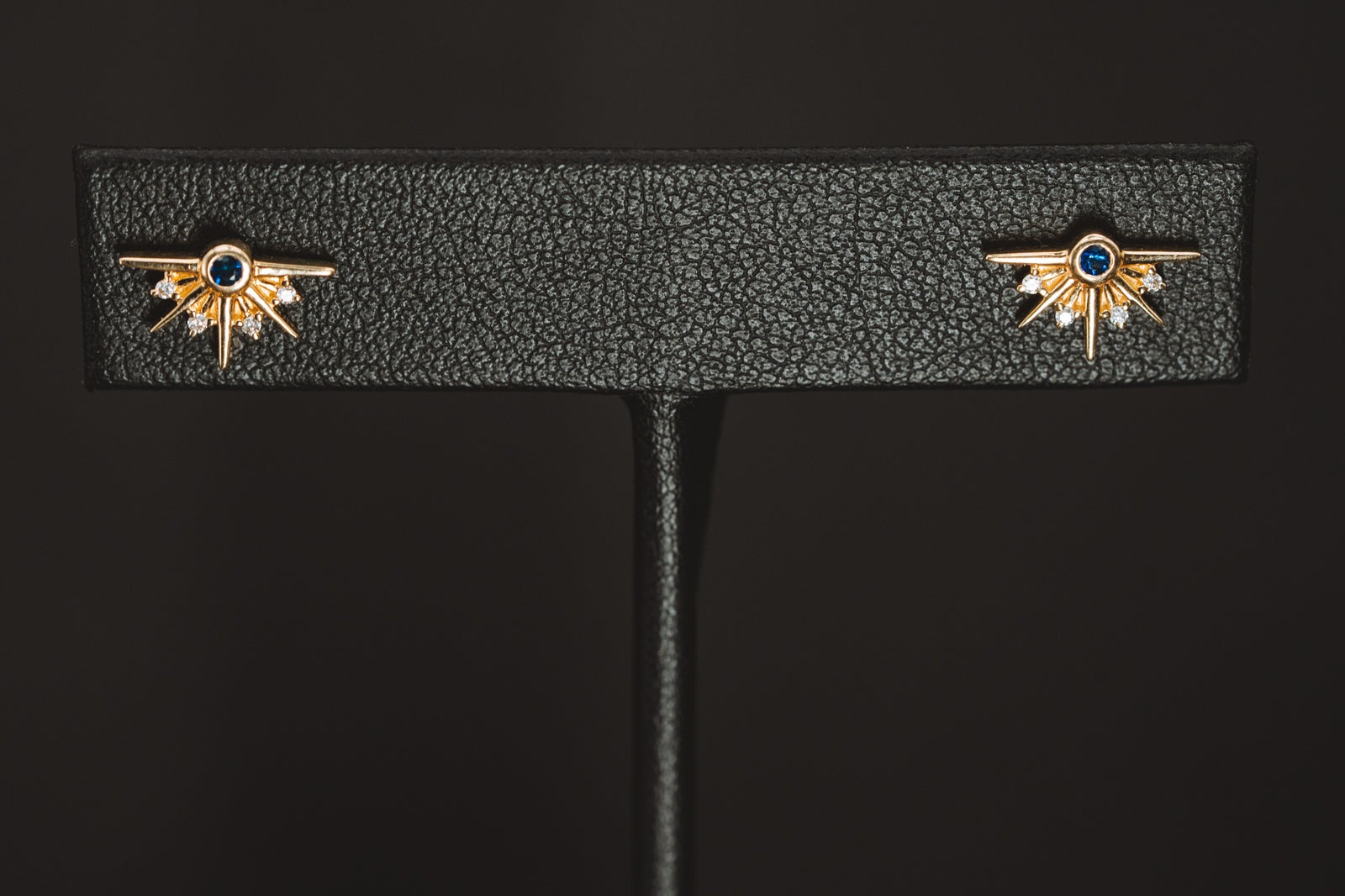 14k Yellow Gold Sapphire and Diamond Earrings