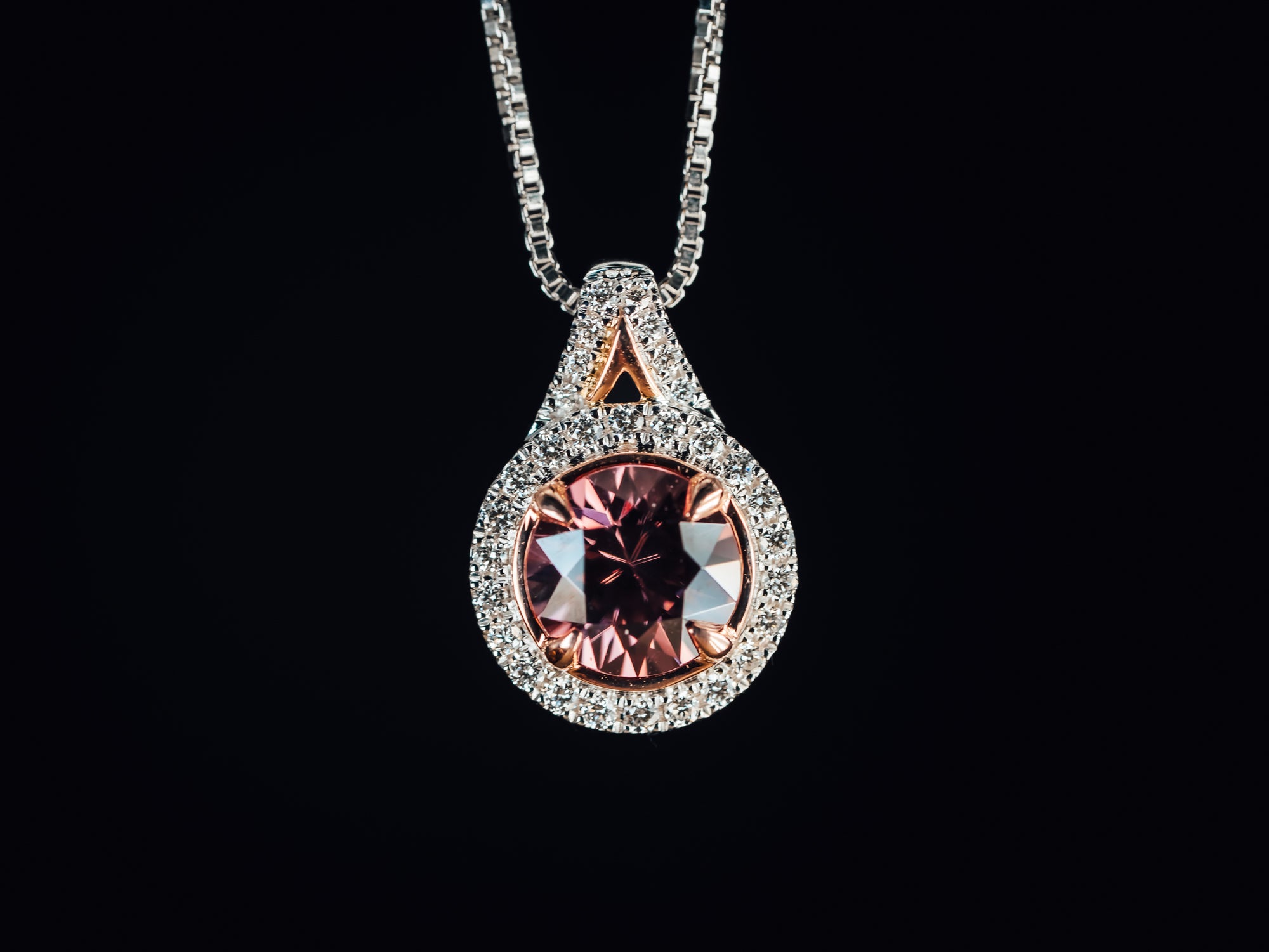 14k White Gold Sapphire and Diamond Pendant