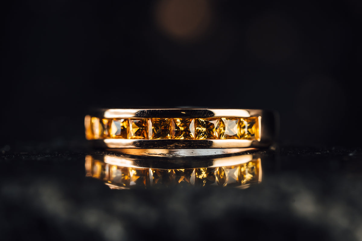14k Rose Gold Yellow Sapphire Ring