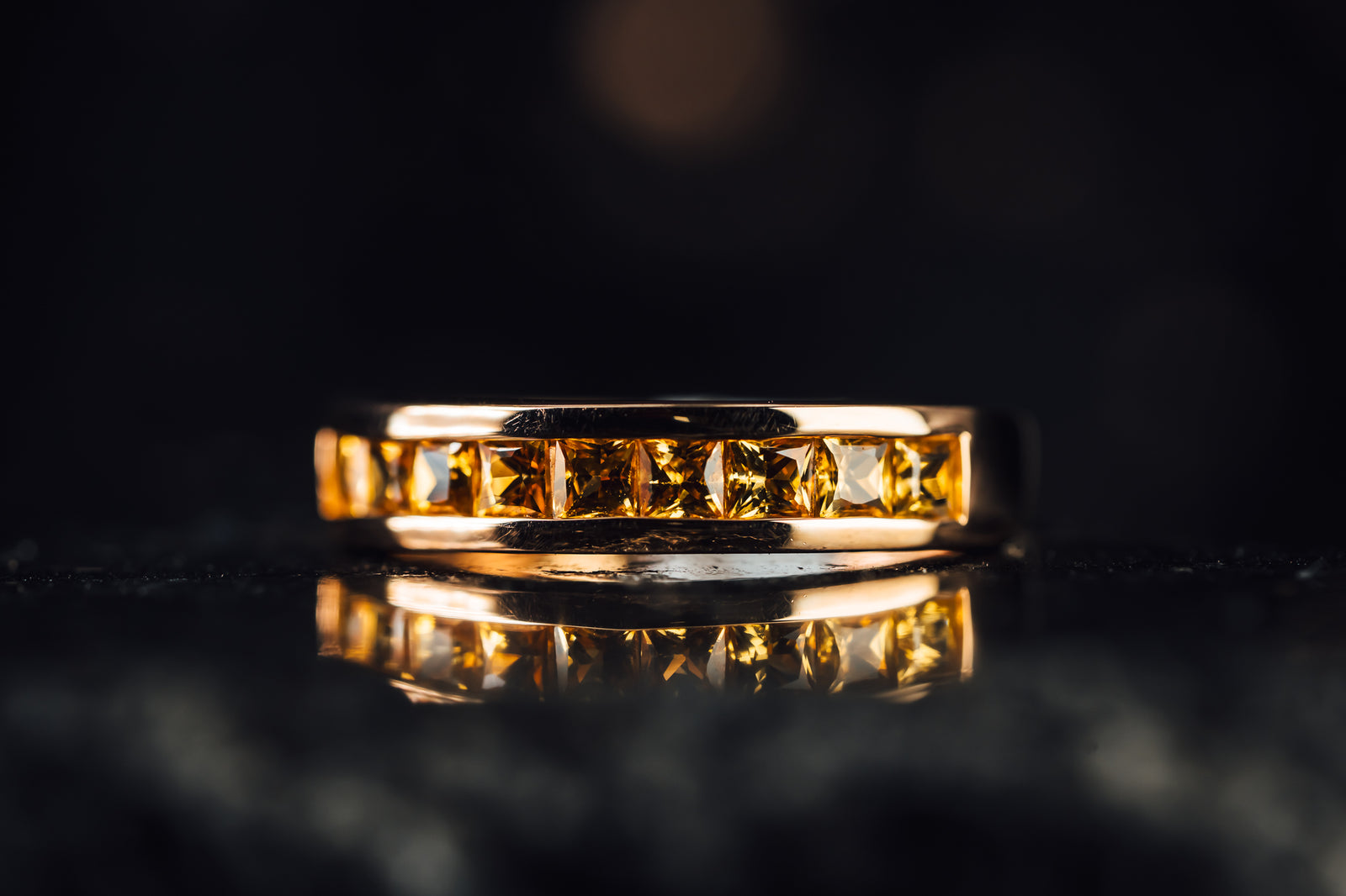 14k Rose Gold Yellow Sapphire Ring