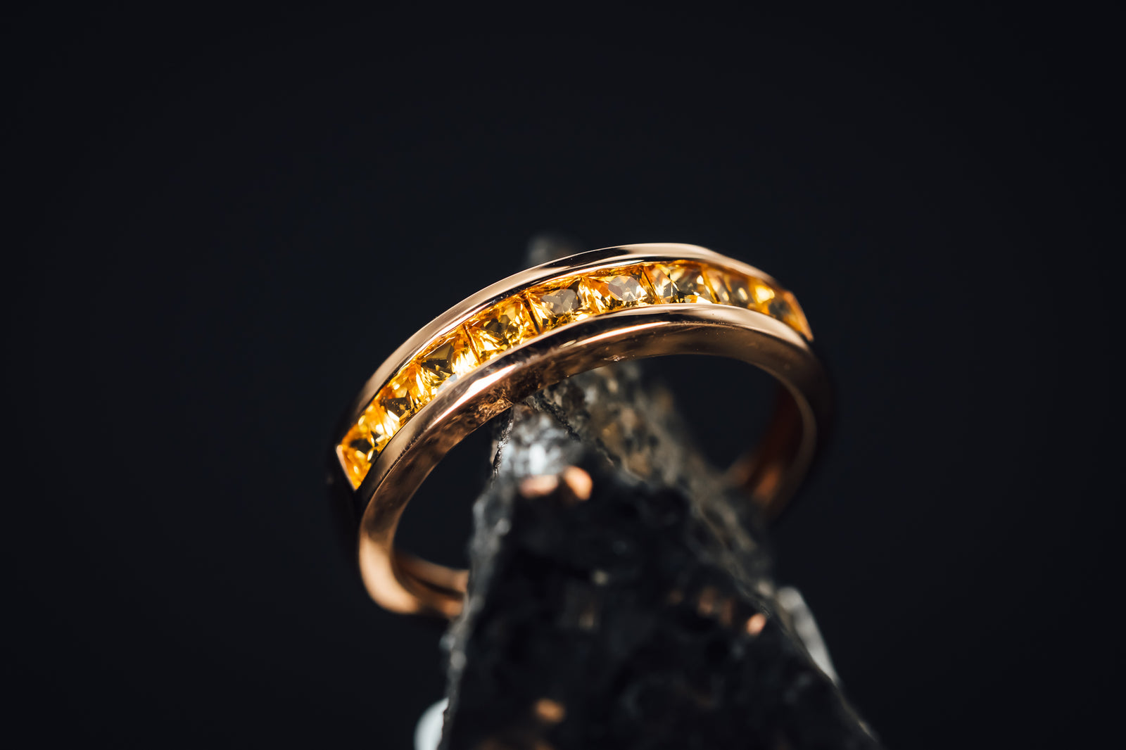 14k Rose Gold Yellow Sapphire Ring