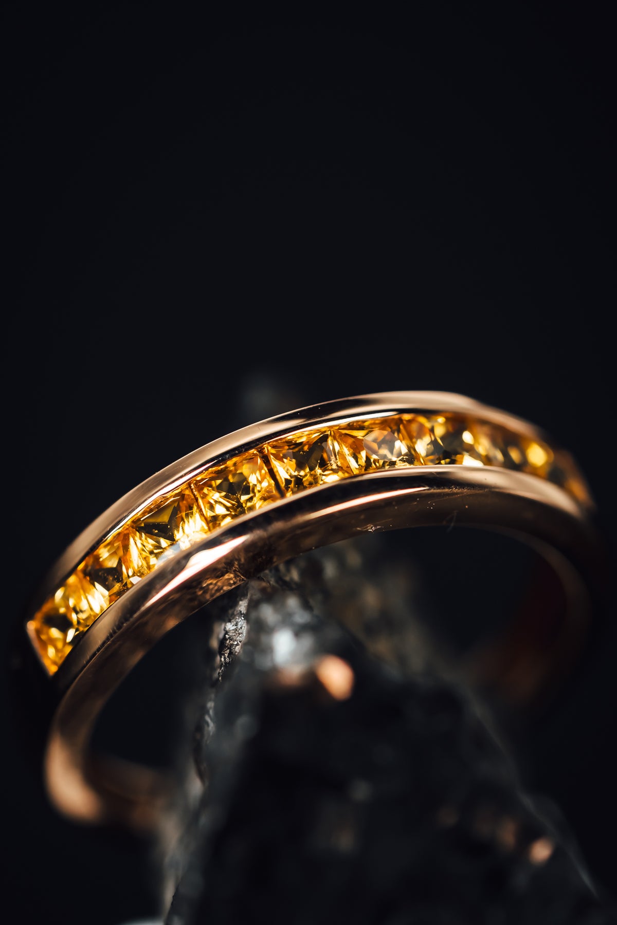 14k Rose Gold Yellow Sapphire Ring