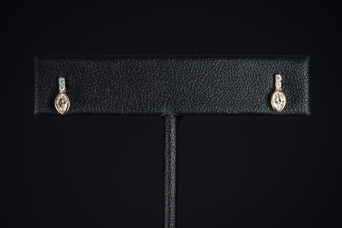 14k Yellow Gold Small Diamond Drop Earrings