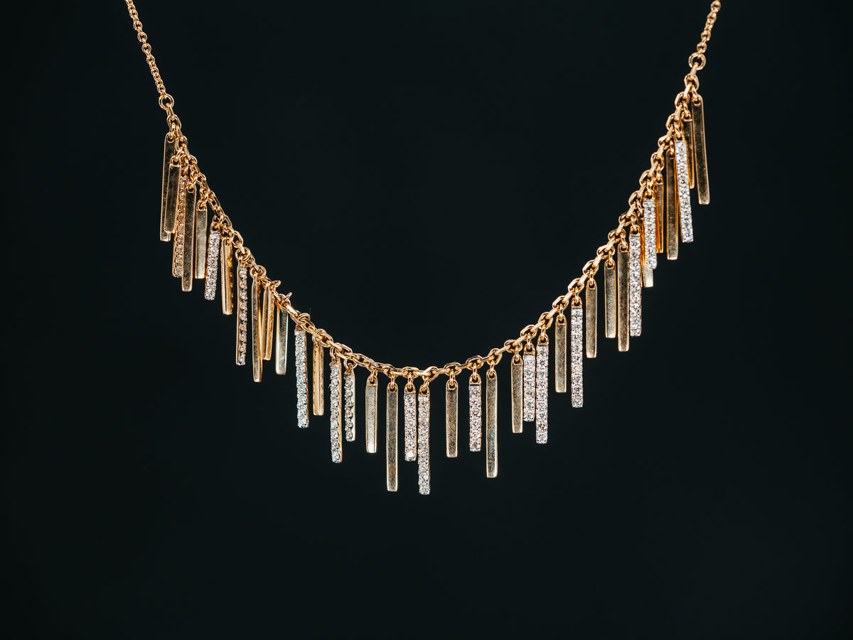 14k Yellow Gold and Diamond Necklace