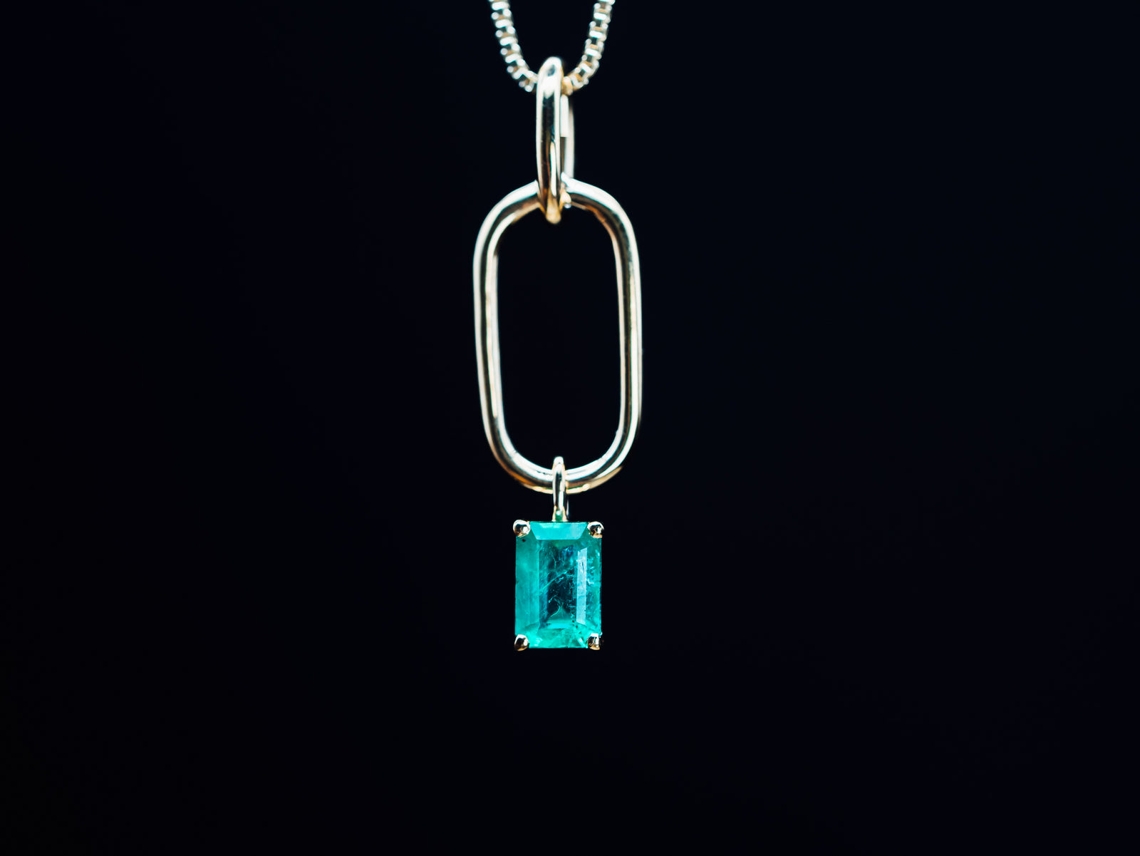14k Yellow Gold Emerald Drop Pendant