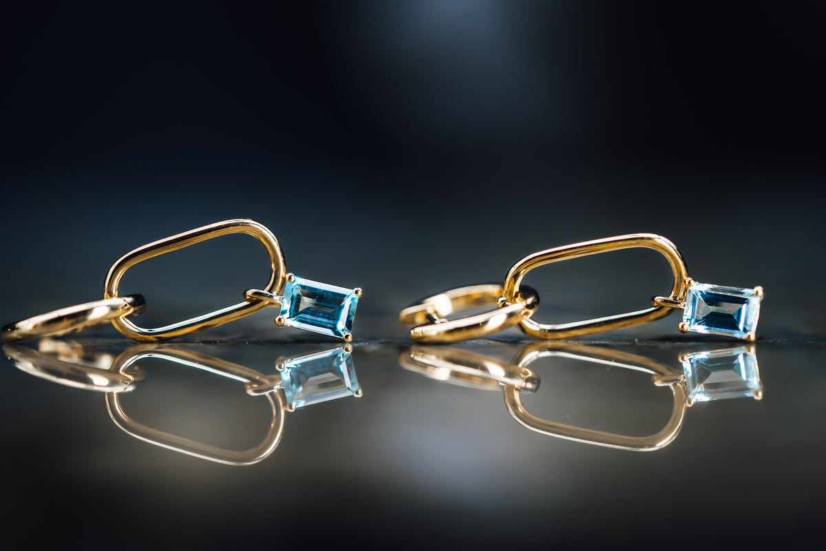 14k Yellow Gold Aquamarine Drop Earrings