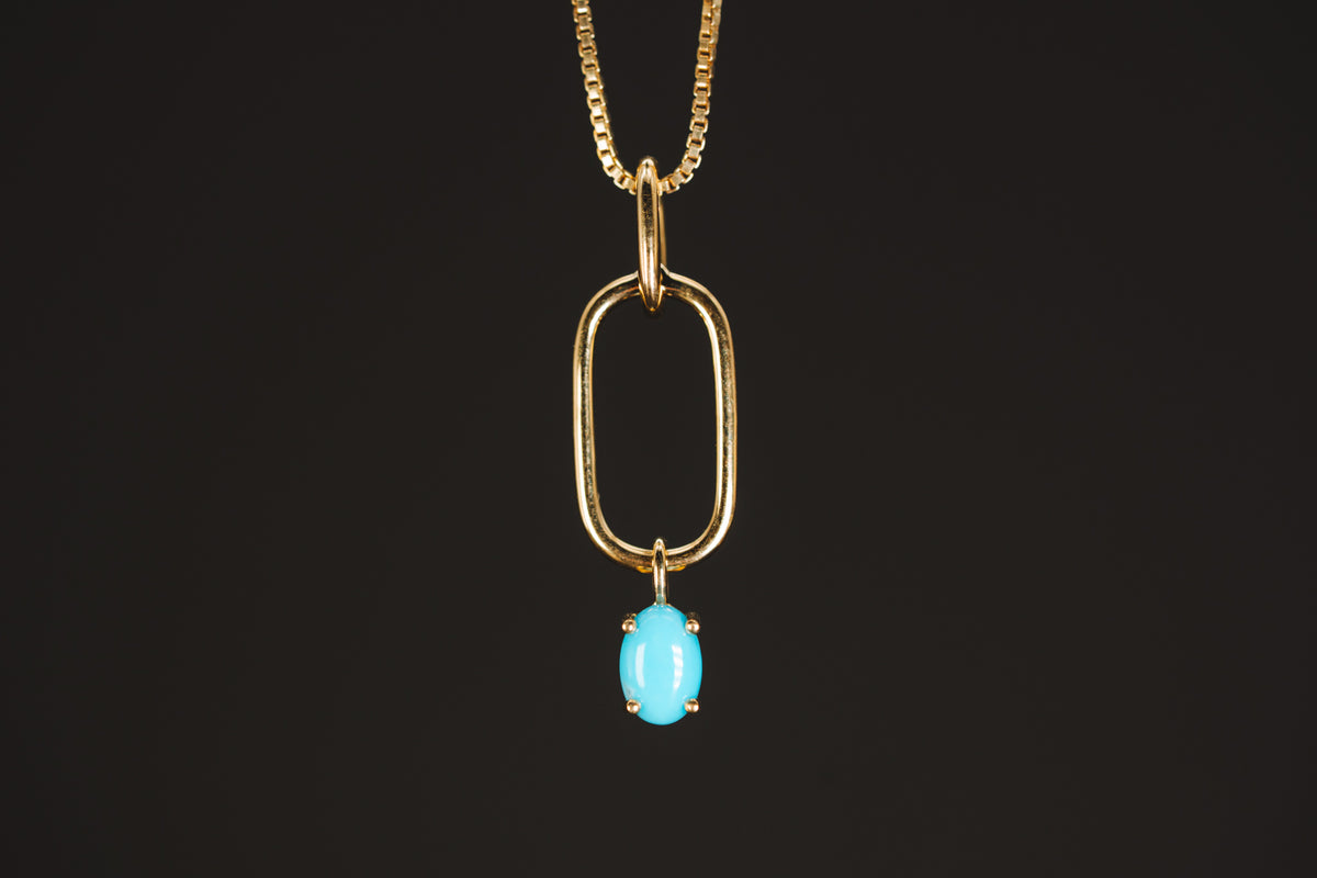 14k Yellow Gold Turquoise Pendant