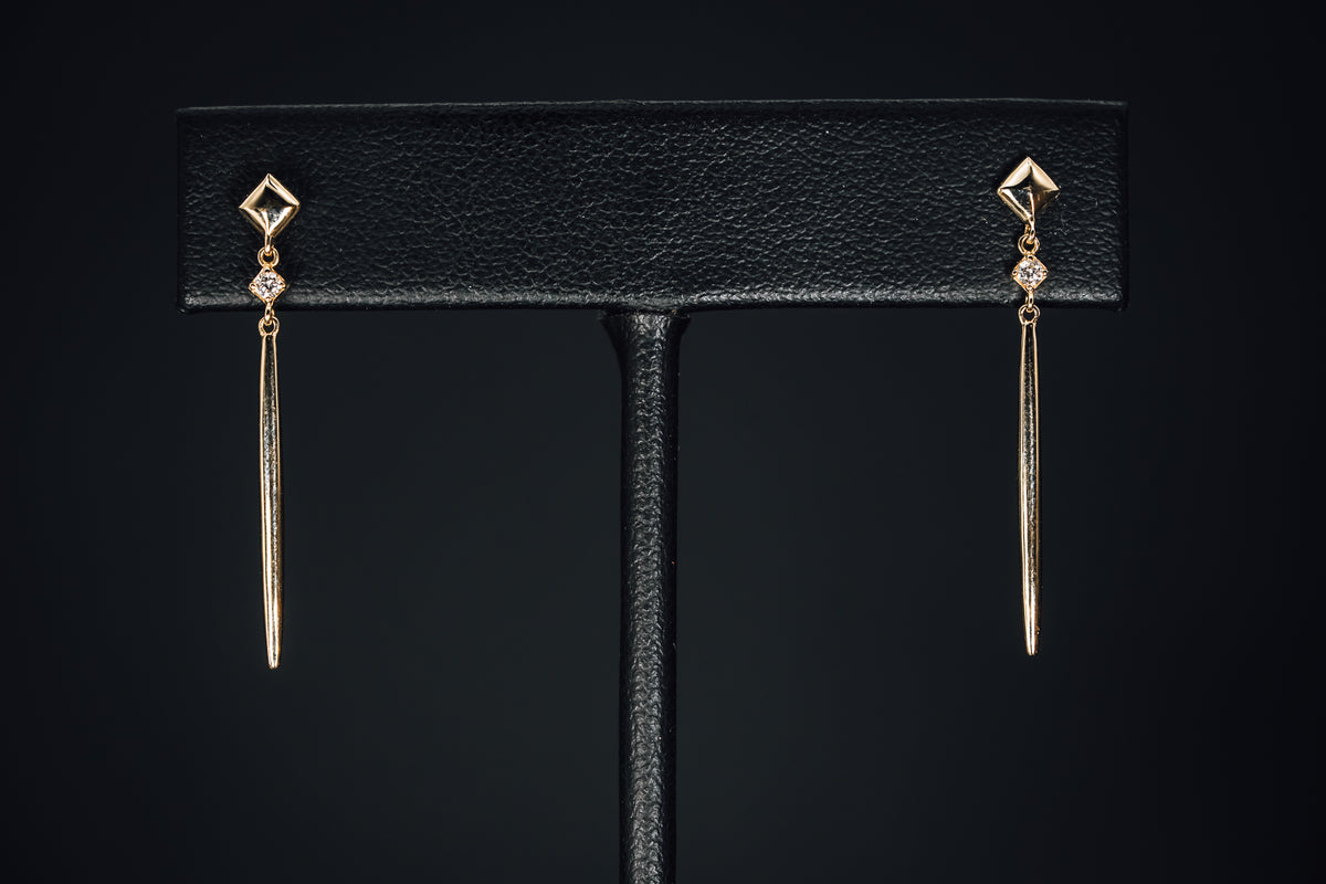 14k Yellow Gold Diamond Drop Earrings