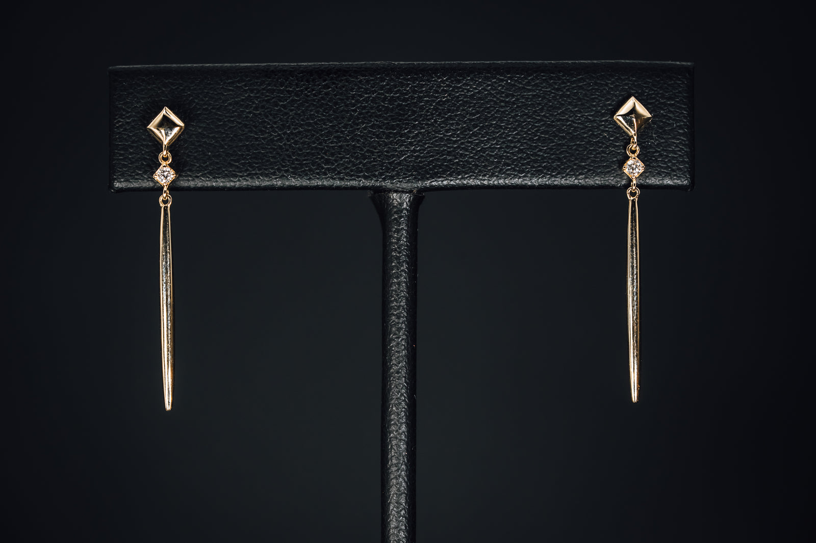 14k Yellow Gold Diamond Drop Earrings