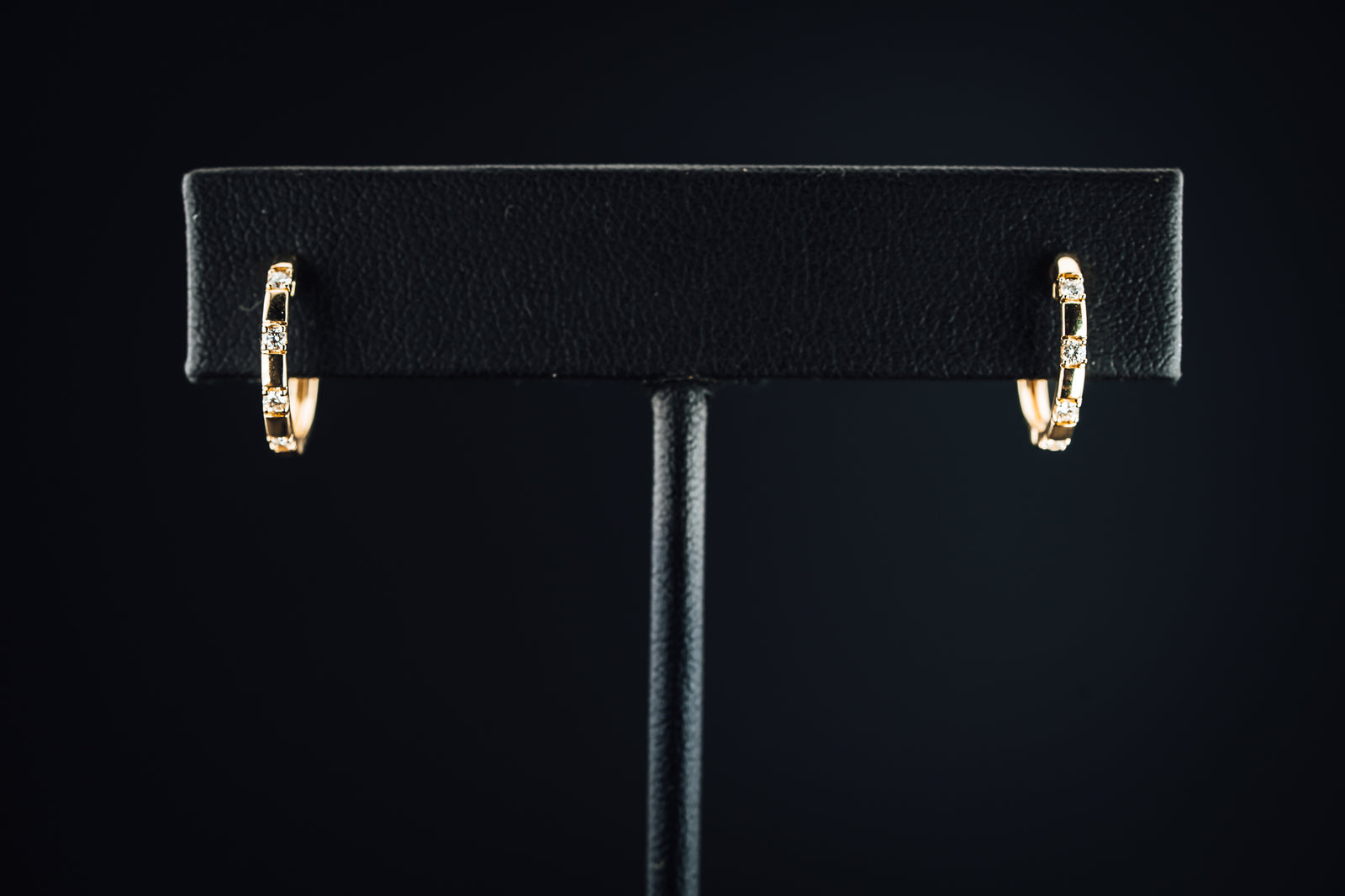 14k Yellow Gold Diamond Huggie Hoop Earrings