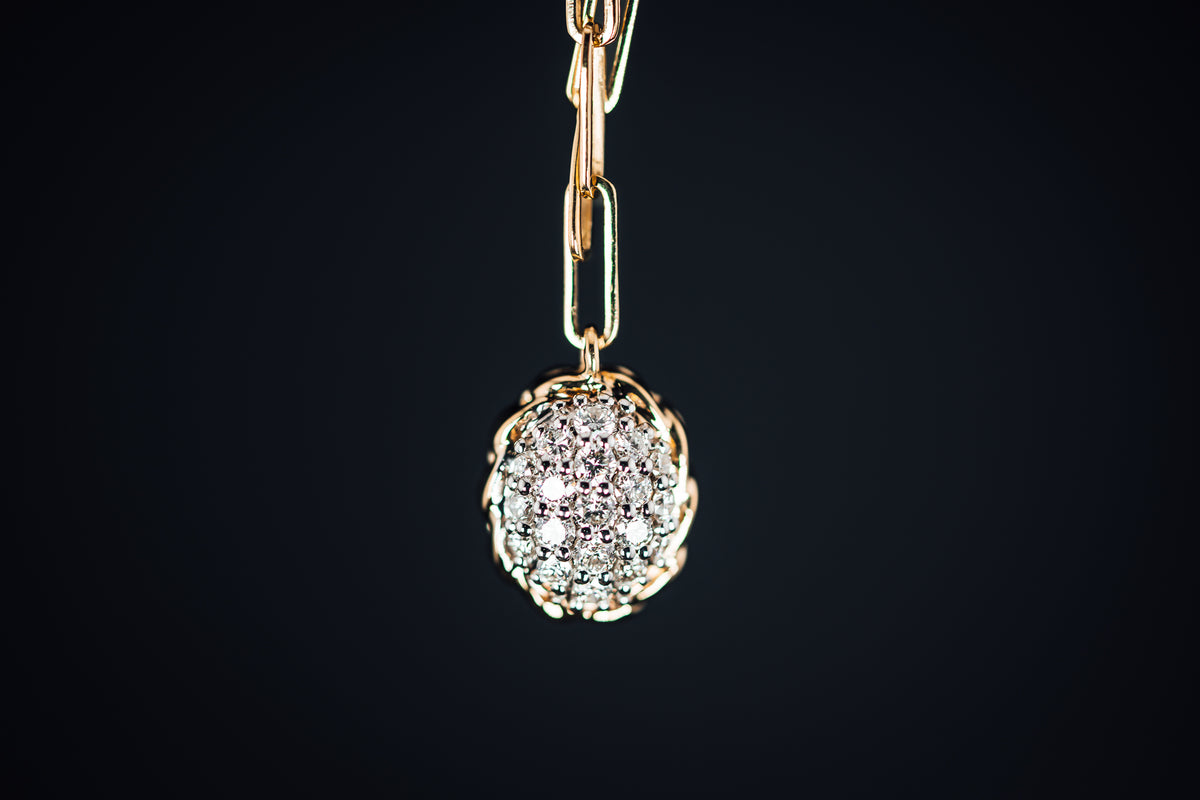 14k Yellow Gold Pave&#39; Diamond Pendant