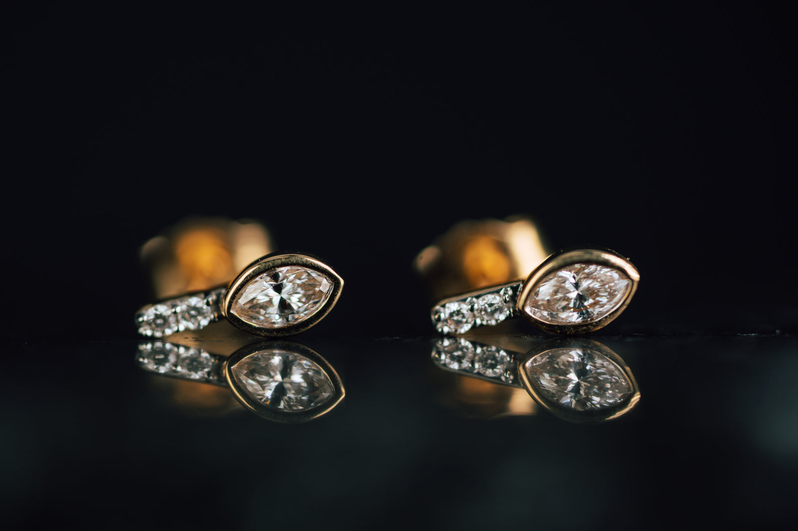 14k Yellow Gold Small Diamond Drop Earrings