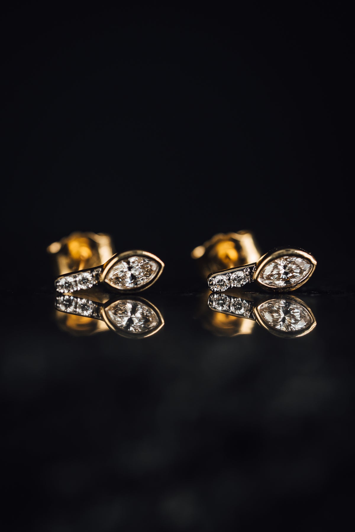 14k Yellow Gold Small Diamond Drop Earrings