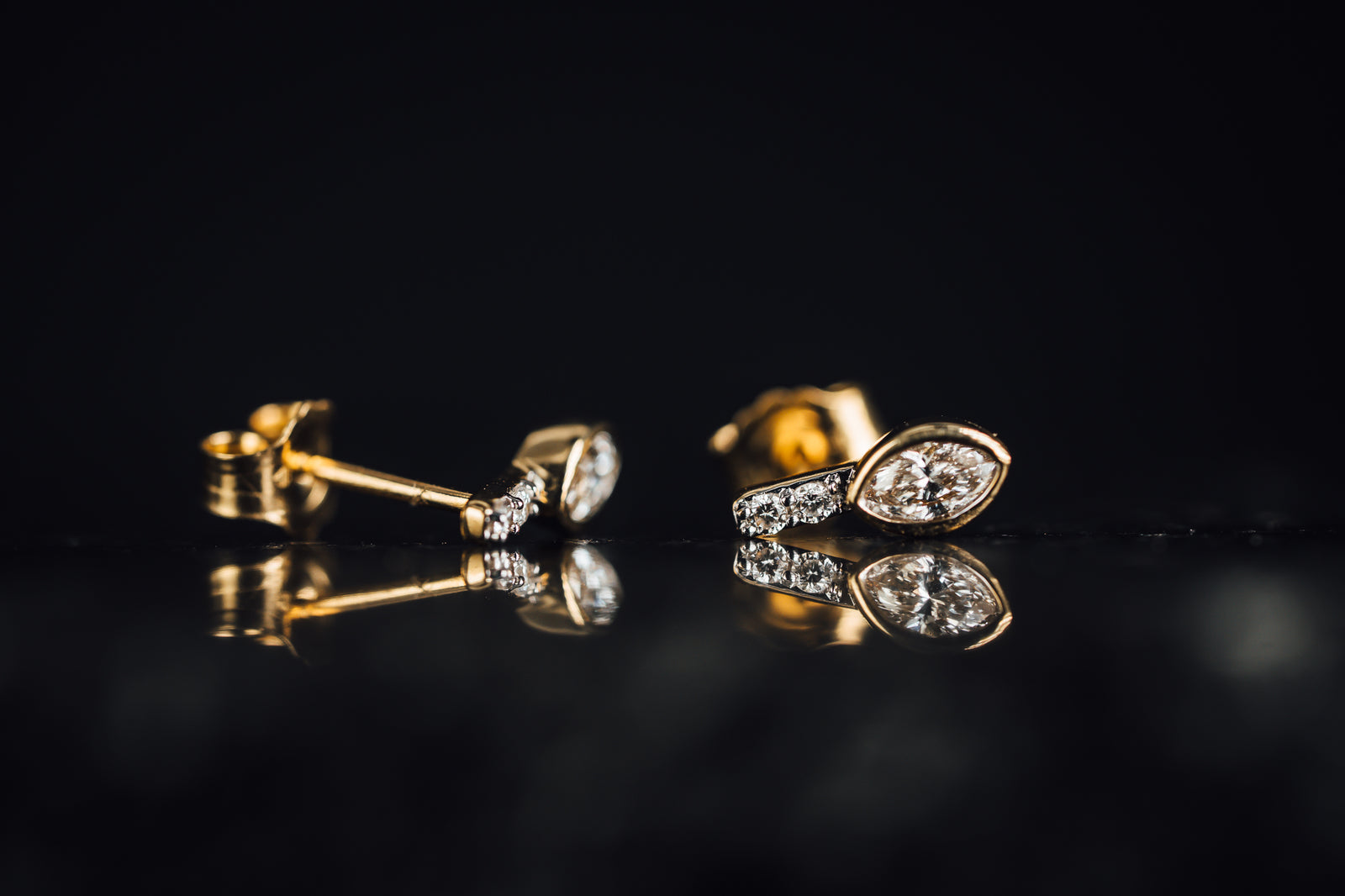 14k Yellow Gold Small Diamond Drop Earrings