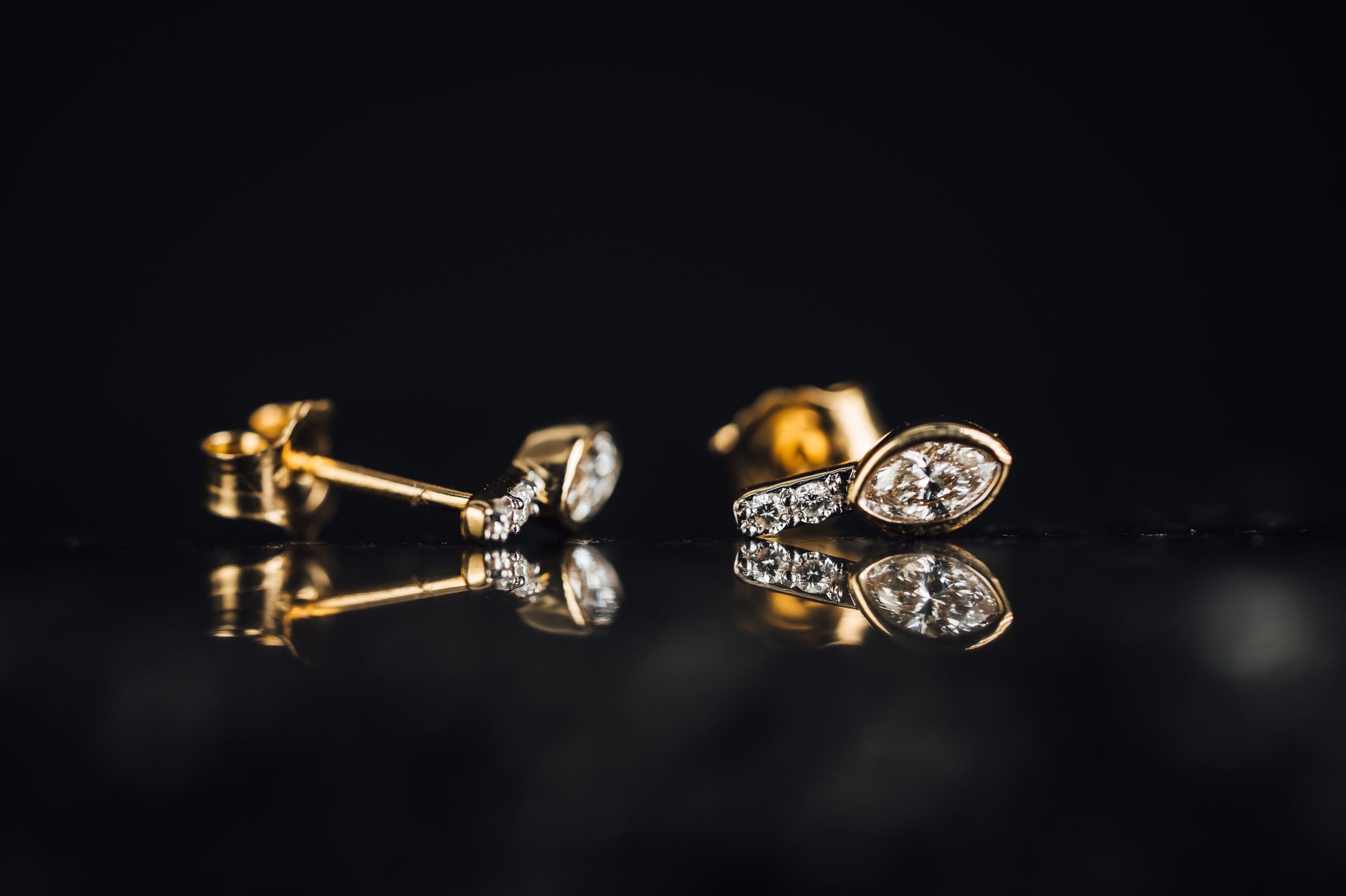 14k Yellow Gold Small Diamond Drop Earrings