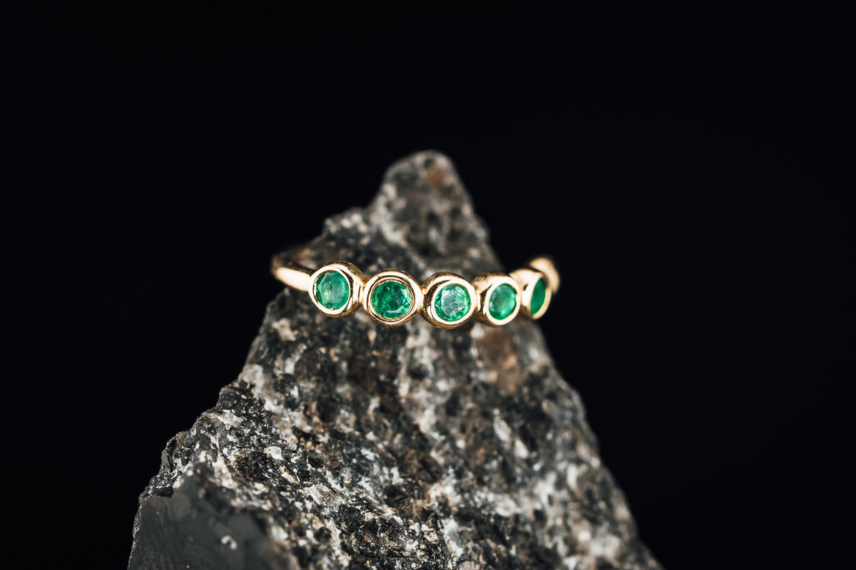 14k Yellow Gold and Emerald Belly Button Ring