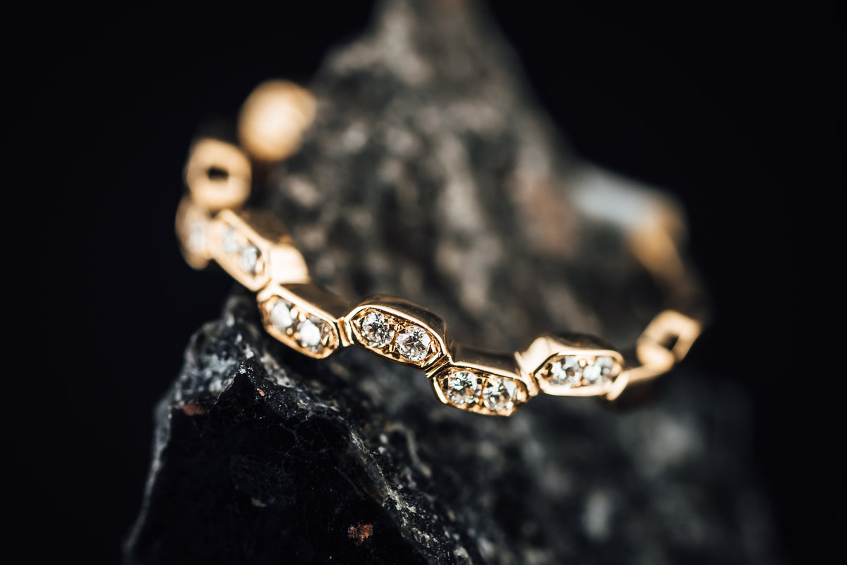 14k Yellow Gold Sackable Diamond Ring