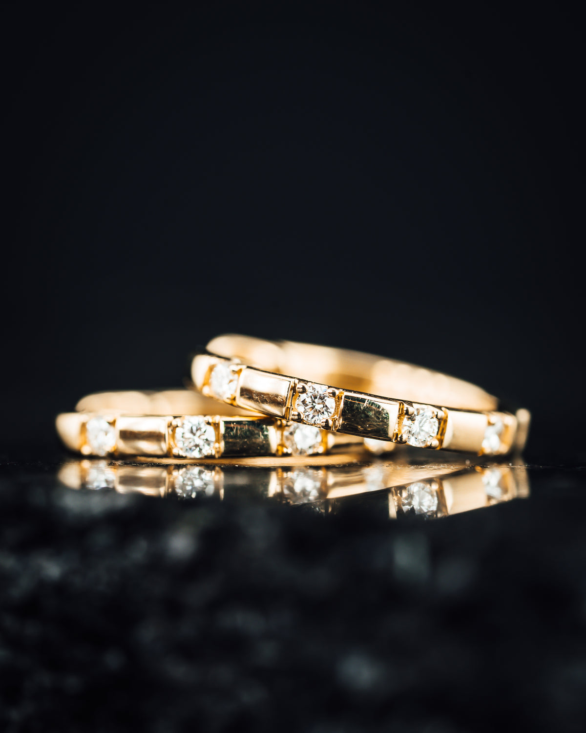 14k Yellow Gold Diamond Huggie Hoop Earrings
