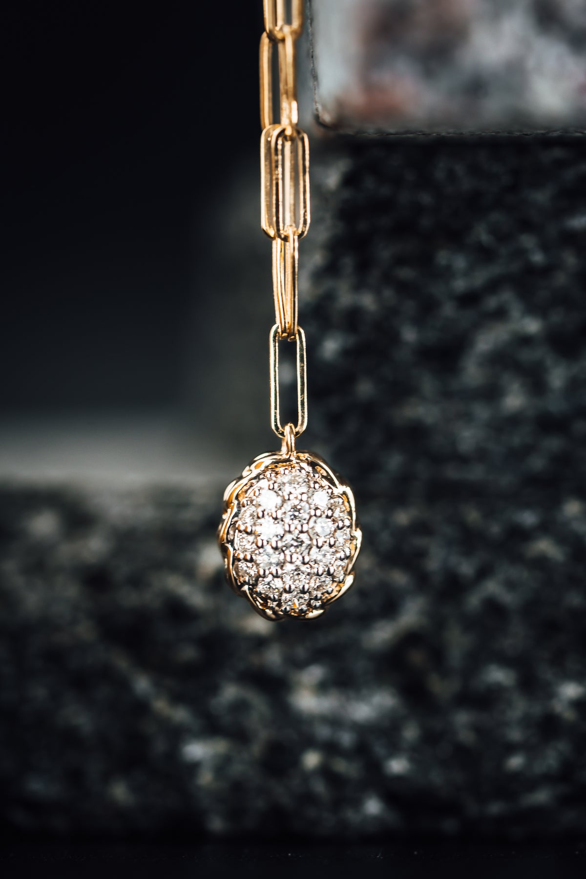 14k Yellow Gold Pave&#39; Diamond Pendant
