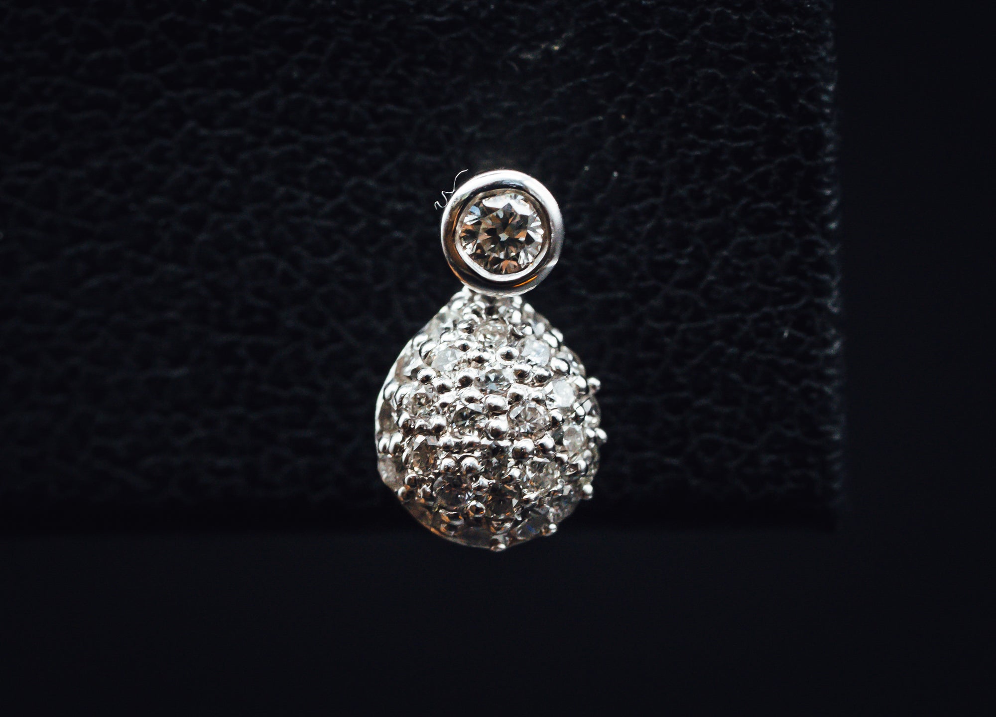 14k White Gold Diamond Stud and Pave' Drop Earrings
