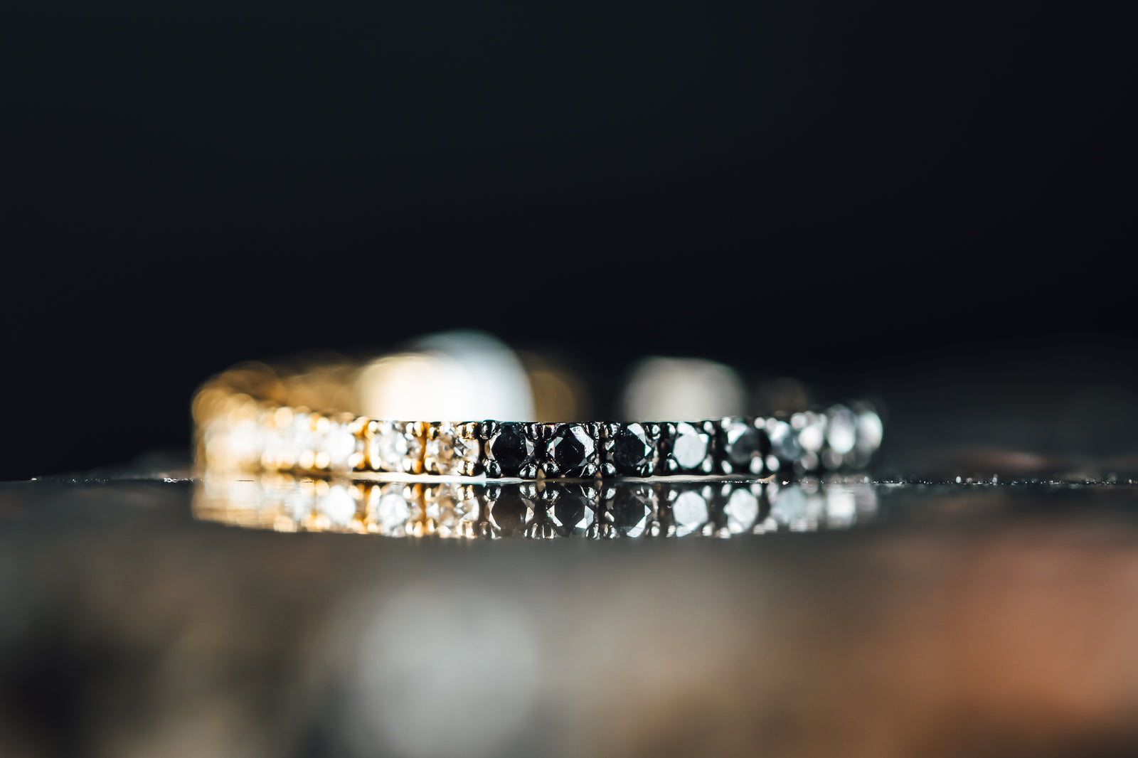 18k Yellow Gold Black and White Diamond Ring