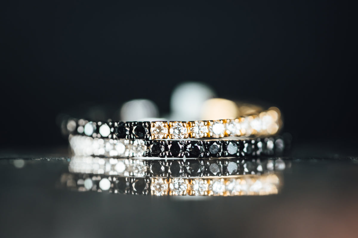 18k Yellow Gold Black and White Diamond Ring