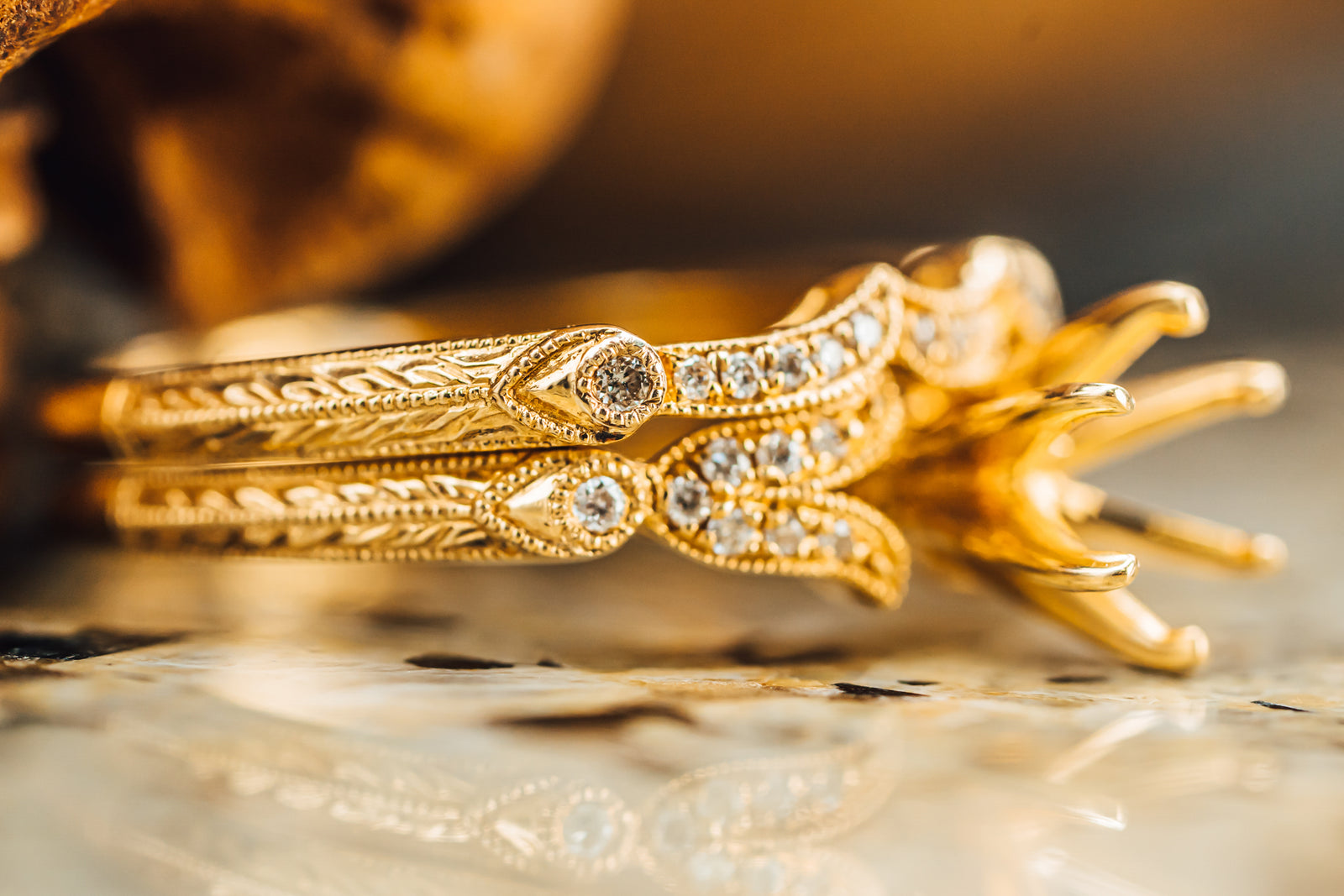 18k Yellow Gold Wedding Set