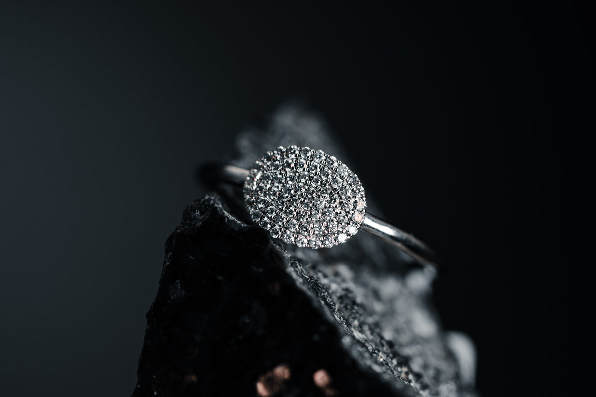 14k White Gold Pave&#39; White Diamond Ring