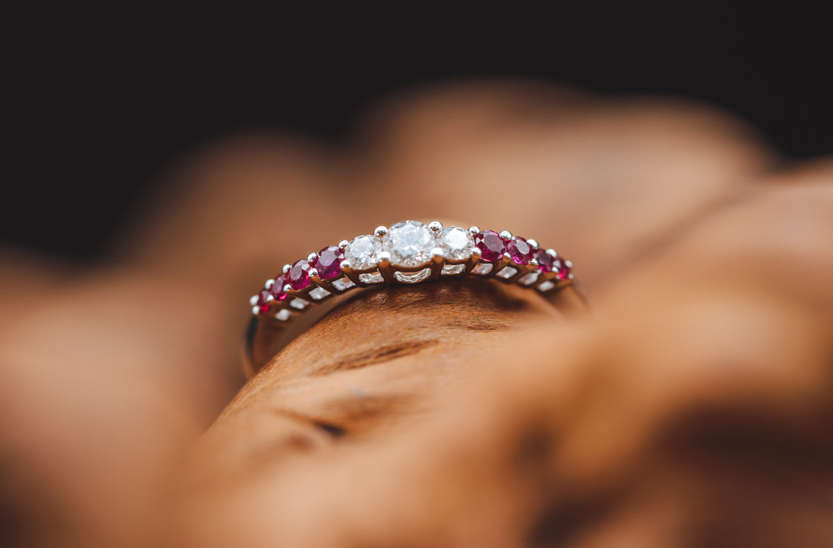 14k White Gold Ruby and Diamond Ring