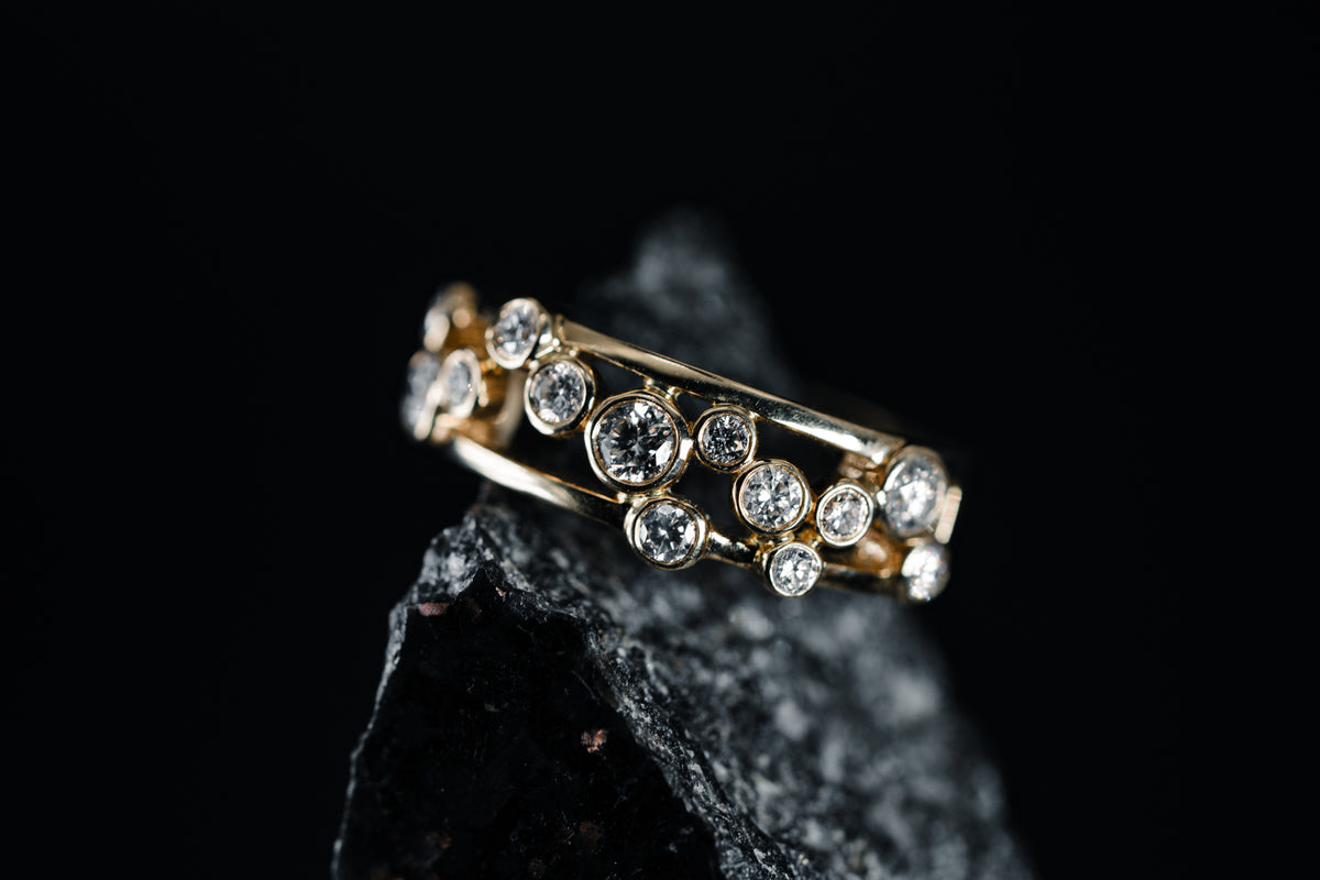14k Yellow Gold Bezel Set Diamond Band