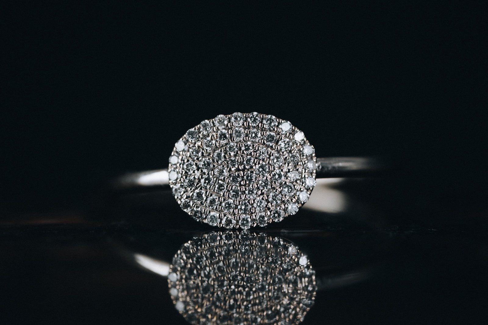14k White Gold Pave' White Diamond Ring
